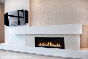 electric fireplace mounted in a light coloured wall