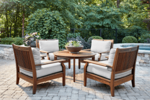 Getting outdoor patio furniture ready for spring cleaning your backyard.