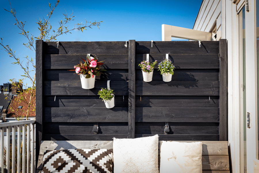 A divider on balcony for outdoor space.