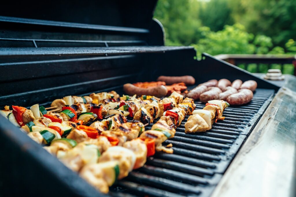 BBQ tip to prevent kebabs from sticking to grill. 