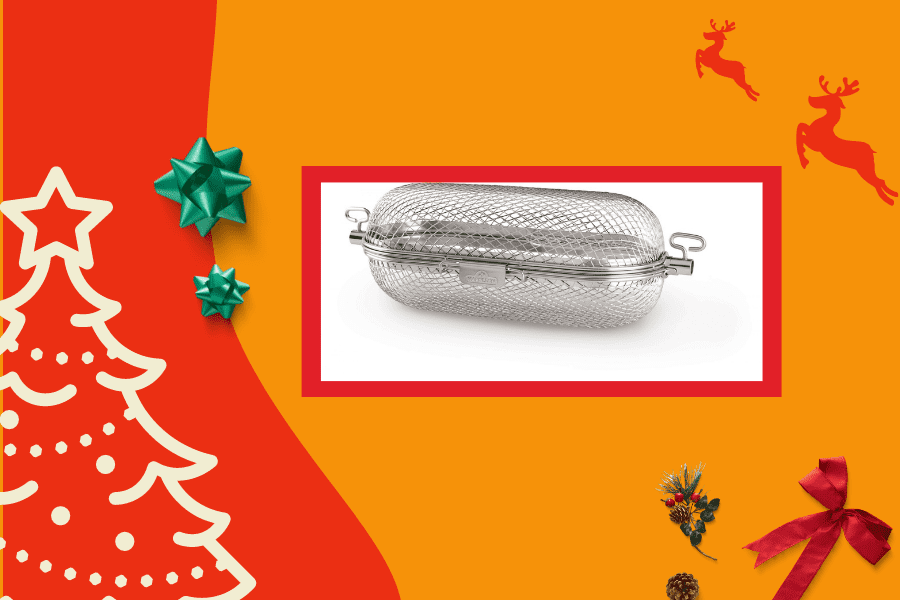 Rotisserie grill basket in our holiday gift guide.