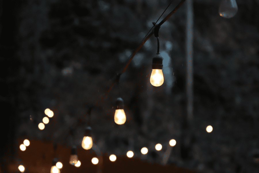 Add lights to backyard for warming outdoor space.