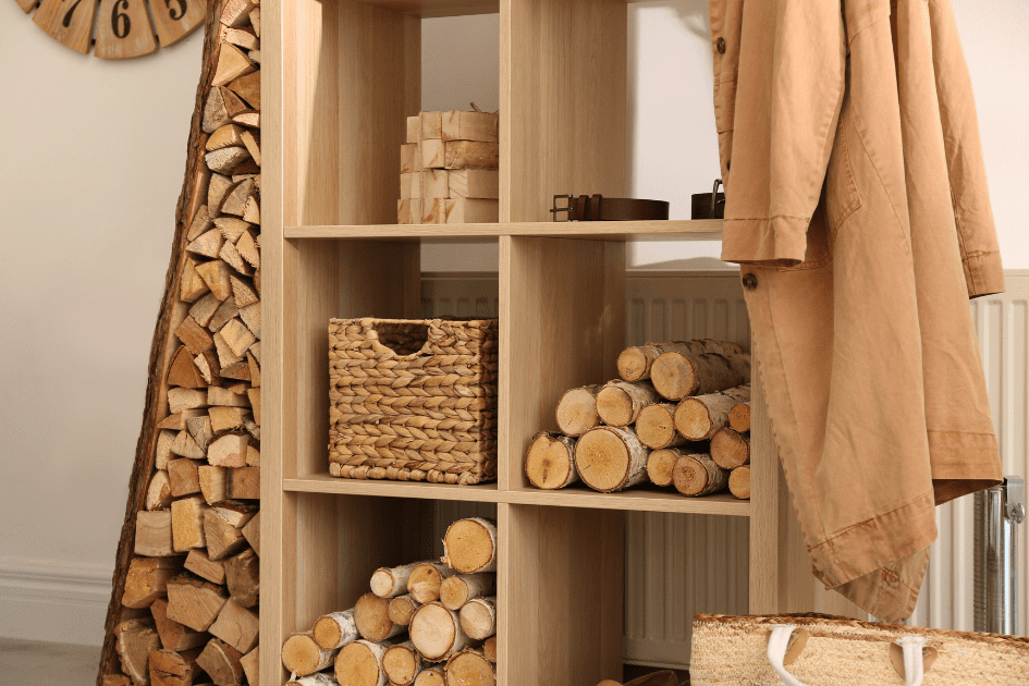 Firewood cabinet with storage