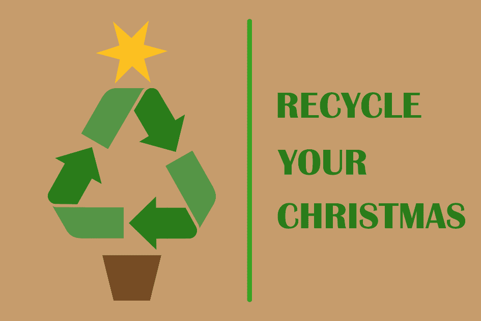An info graphic that says recycle your Christmas tree