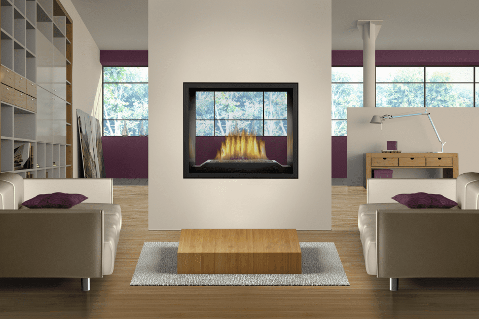 See-through gas fireplace by Napoleon