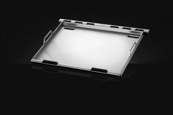 Stainless Steel Griddle Insert For all Rogue® and Freestyle 425 models Angled on Black Background