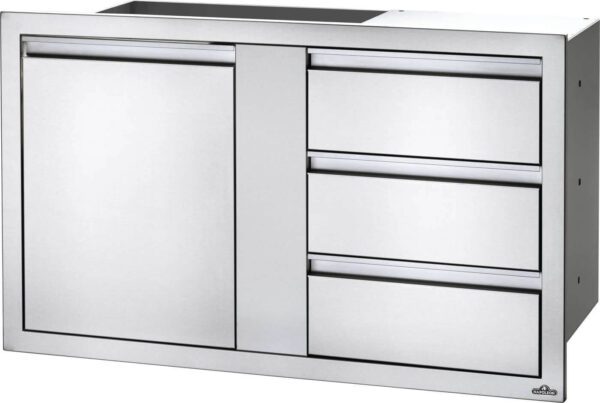 42 x 24 inch Large Single Door & Triple Drawer angled