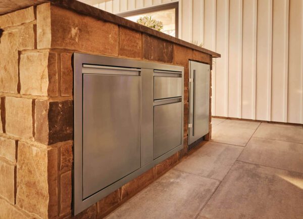 Outdoor Rated Stainless Steel Fridge built in