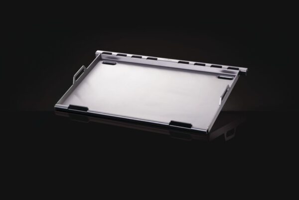 Stainless Steel Griddle Insert angled on black