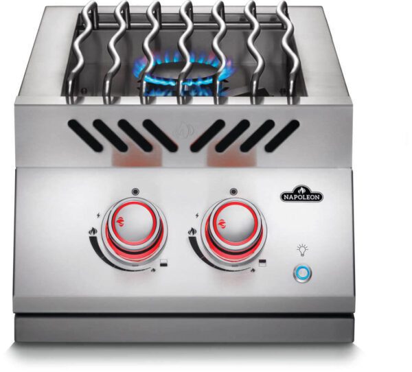 Built-in 700 Series Inline Dual Range Top Burner red knobs