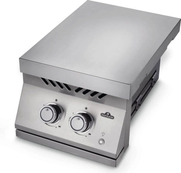 Built-in 700 Series Inline Dual Range Top Burner angled lid down