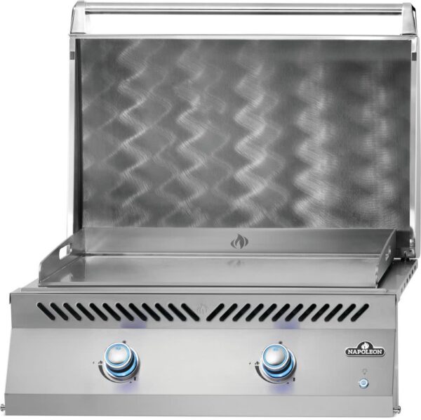 Built-In 700 Series 32 Griddle lid up angled left